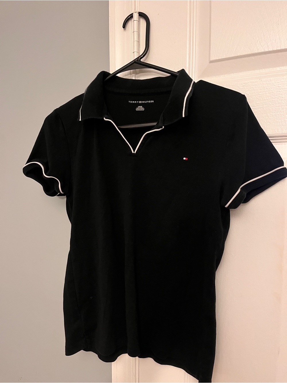 Tommy Hilfiger Black Polo with White Piping